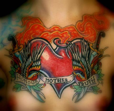 Sacred Heart Tattoos on Sacred Heart And Sparrows Tattoo   Flickr   Photo Sharing