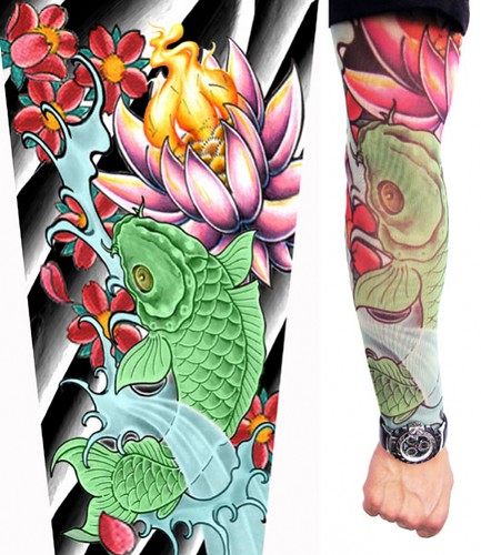 Sleak koi fish tattoo sleeve designed by Bullyvardtattoocom