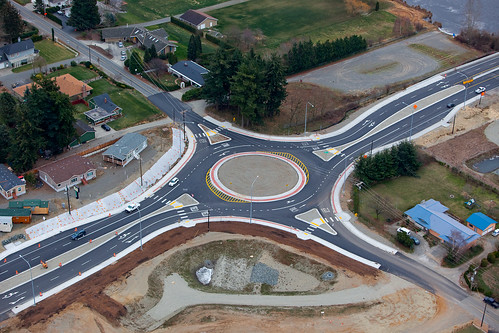 Aerial view of SR 539 Wiser Lake roundabout