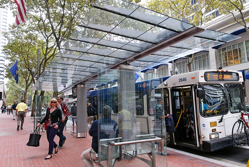 Bus shelter on Portland Transit Mall