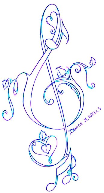 Love Treble Clef Tattoo Design by Denise A Wells 