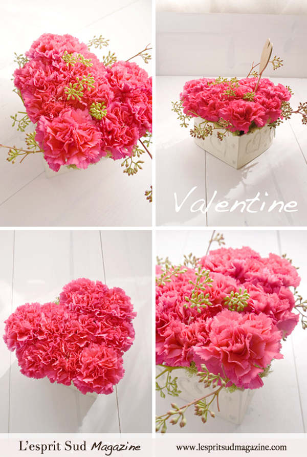 Valentine design with pink carnations