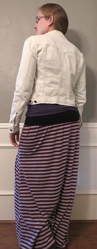 Bleached Denim Jacket & Striped Maxi Skirt - After