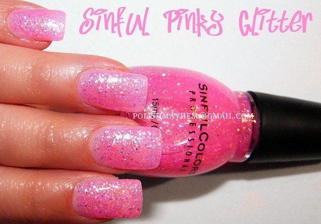 Sinful Pinky Glitter - pink jelly glitter nail polish