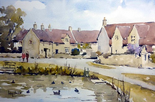 Biddestone Village, Wiltshire by melvynswatercolours