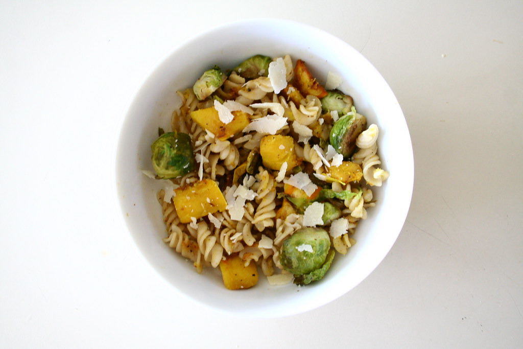 Pasta with Delicata Squash and Brussels Sprouts