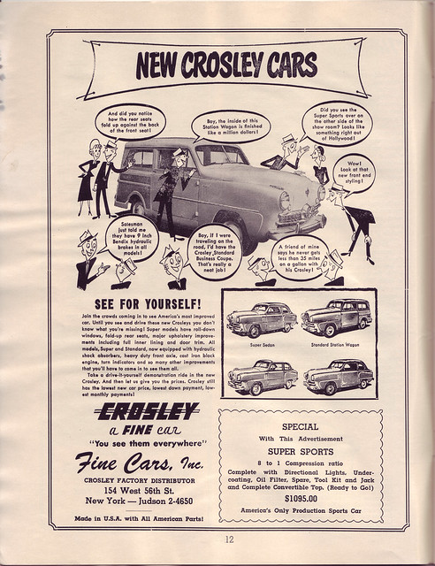 New Crosley Cars 1952 Bridgehampton Race Program