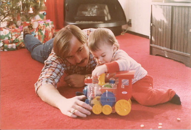 1977 - December - Christmas - Dad and Jason 1