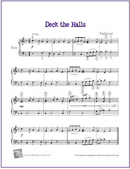 Deck the Halls | Free Printable Easy Piano Sheet Music | My Favorite Freebies