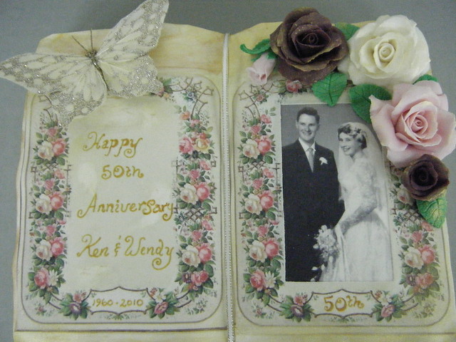 50th Wedding Anniversary Book Cake The lady who ordered the book cake fell