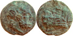 43/2a Luceria L Aes Grave Semis. Roman mint. Saturn; S / Prow / L. RBW 36g44
