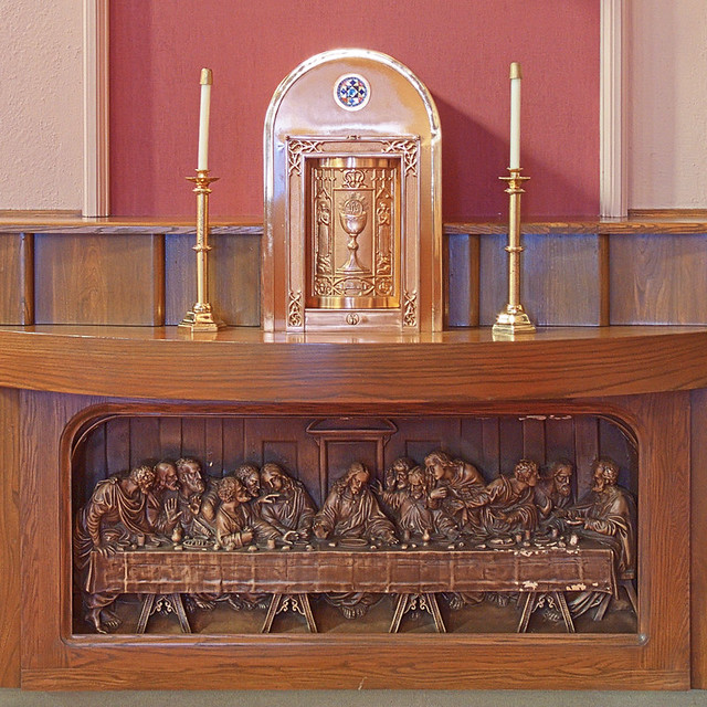 Sacred Heart Roman Catholic Church, in Crystal City, Missouri, USA - Tabernacle and Last Supper