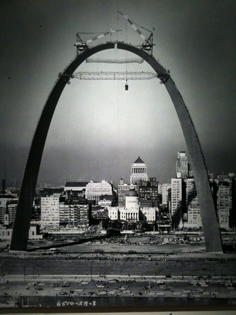 photo of St Louis Arch under construction at Saarinen exhibit @ city museum. great exhibit btw ...