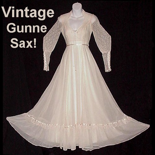 Gunne Sax Vintage Prom Gown or Bridal Maxi Bohemian Fairy Lace Up Bodice 