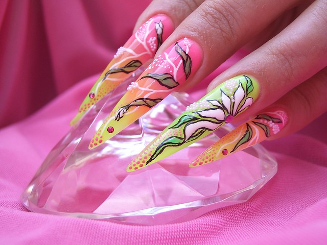 by Diamond Nails   Neon nail art design