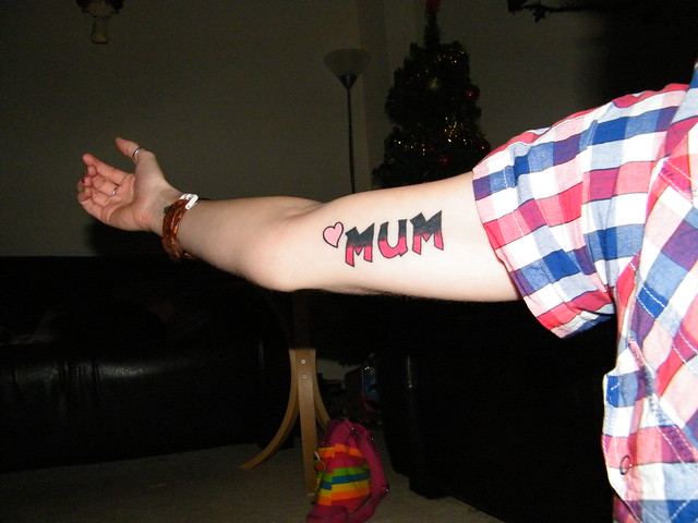 Mum tattoo inner upper arm
