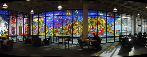 Stained glass (LARGE panorama) @ The Evergreen State College Library - Olympia WA