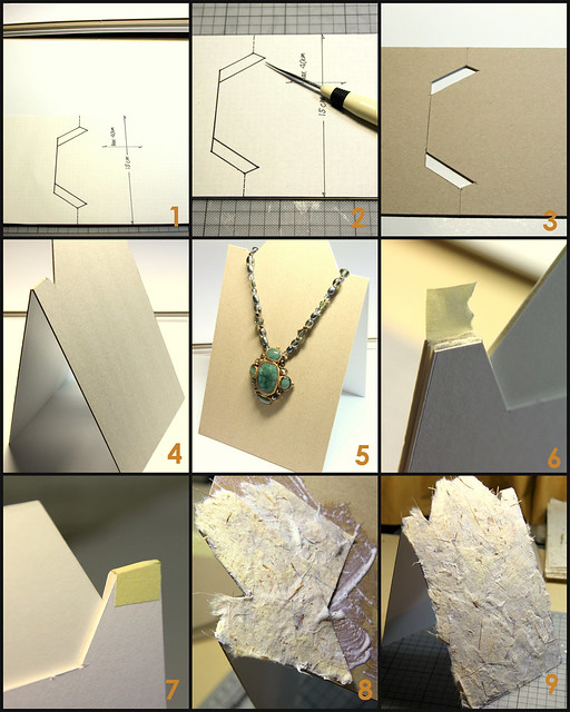 Tutorial for cardboard necklace stands
