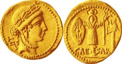 RRC 452/1 Aureus Pietas LII Gallic trophy axe