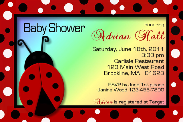  baby shower bridal shower invitation rainbow polka dot black and white 