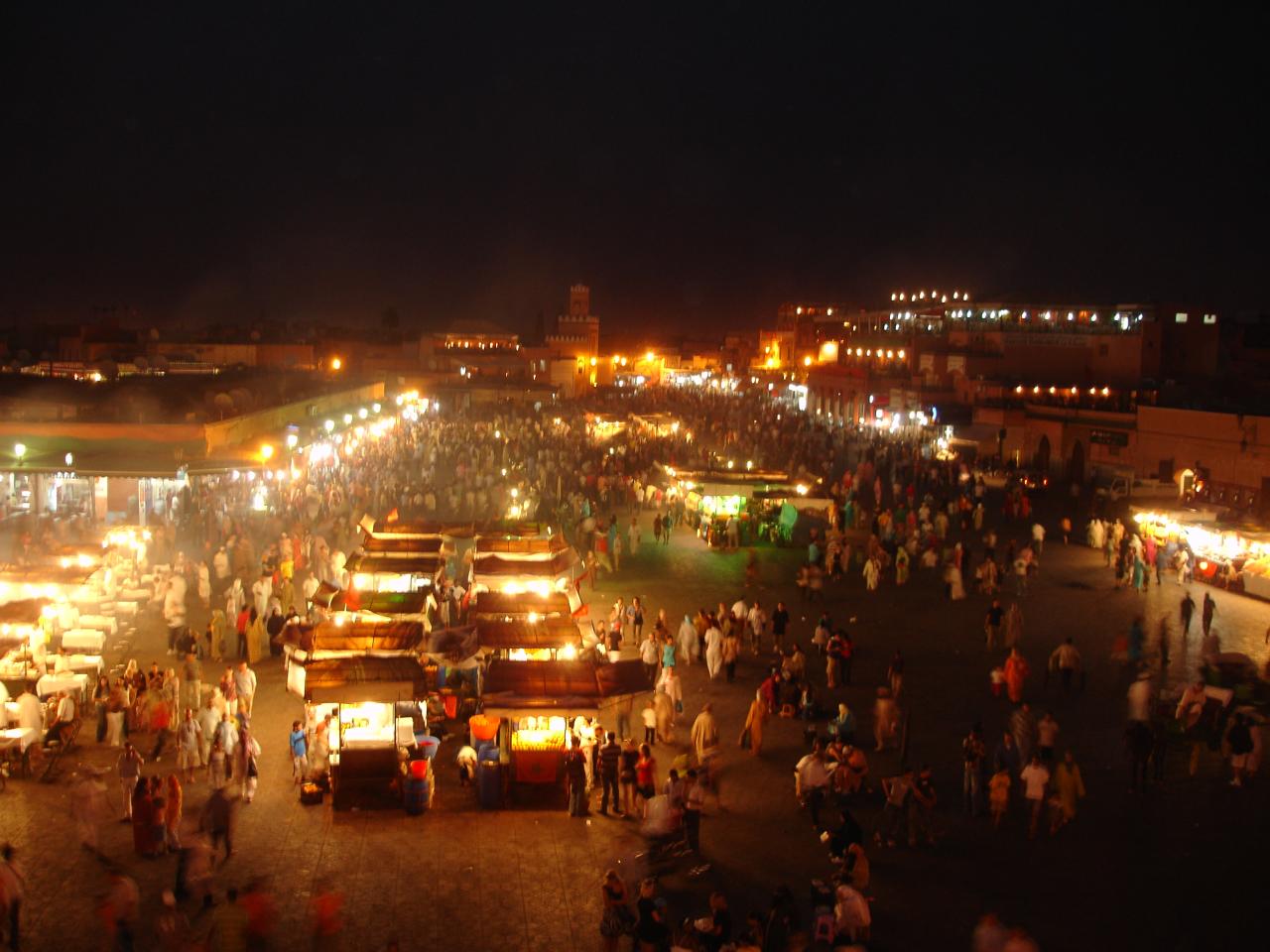 Jemaa el-Fna Square by night in Marrakech