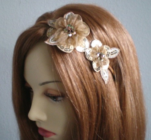 Touch of Gold Sequin Flower Fascinator Headband