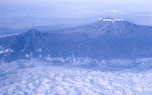 Kilimanjaro aerial shot. 1970.