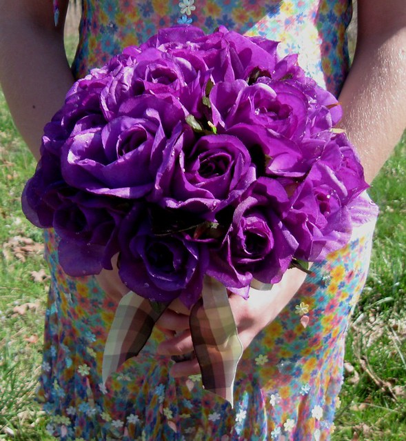 Dark Purple Dew Drop Rose Bridal Bouquet This bouquet is made with 28 dark