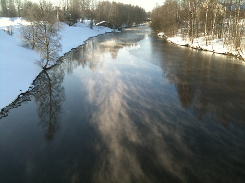 freezing fog on the river