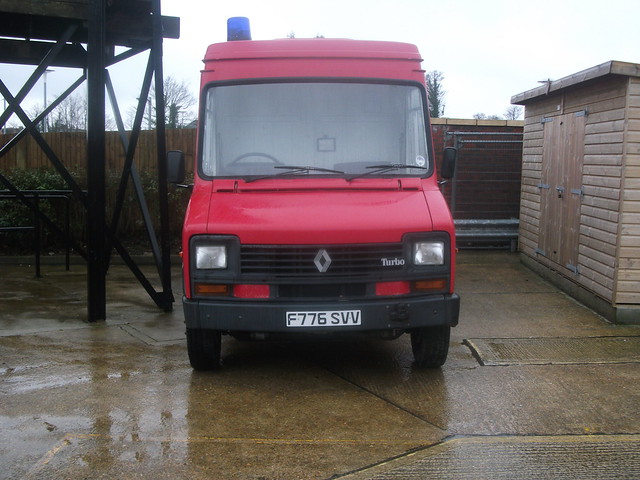 F776SVV Northamptonshire Fire Rescue service Renault Turbo van in the yard
