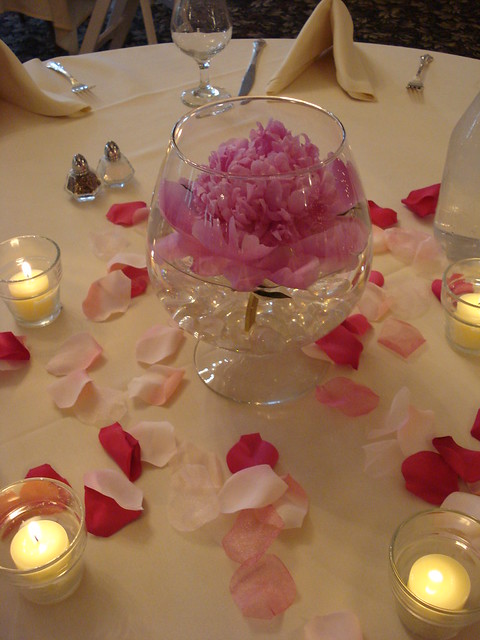 Floating Pink Peony Wedding Reception Centerpiece