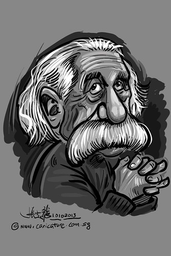 Albert Einstein digital caricature (toned)