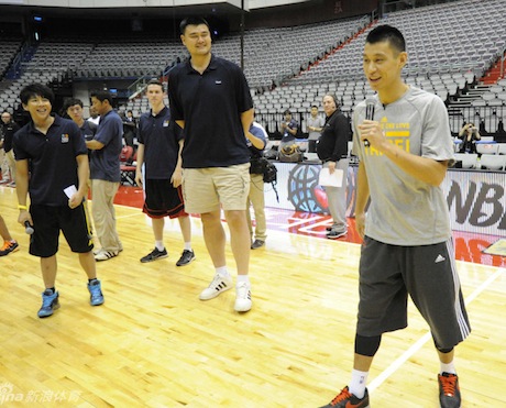 October 12, 2013 - Jeremy Lin and Yao Ming at an NBA Cares Special Olympics Clinic in Taipei, Taiwan