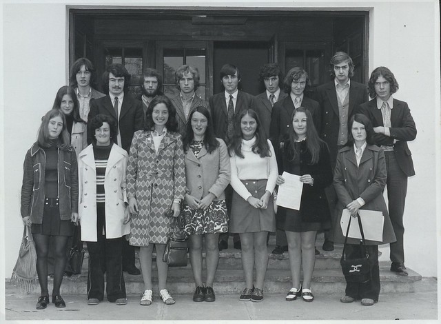 Students, West Entrance Plassey House, on their first day September 1972