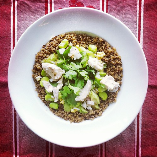 Beans week. Recipe 1: #chicken broad #beans #coriander #avocado #shallot #quinoa #salad by Salad Pride