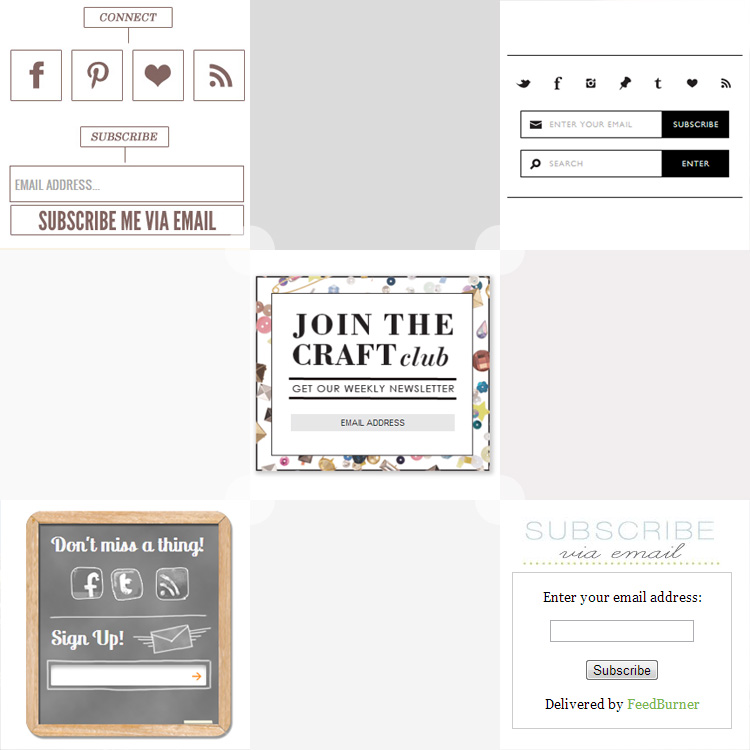 Some pretty cute opt-in and subscribe form inspiration for your blog. See more at http://DesignYourOwnBlog.com
