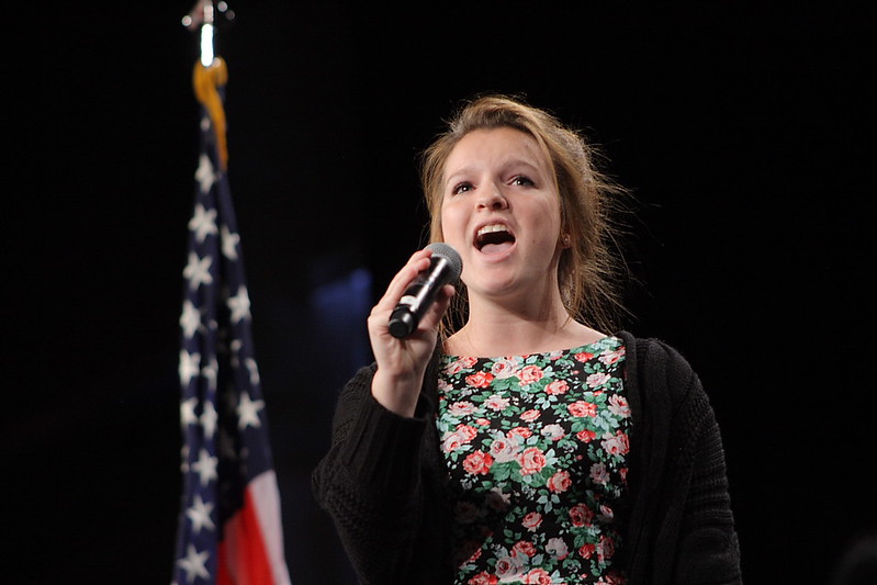 Mary Mathis sings "The Star Spangled Banner"