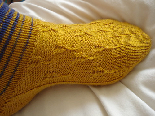 Wheat ear cables on a sock