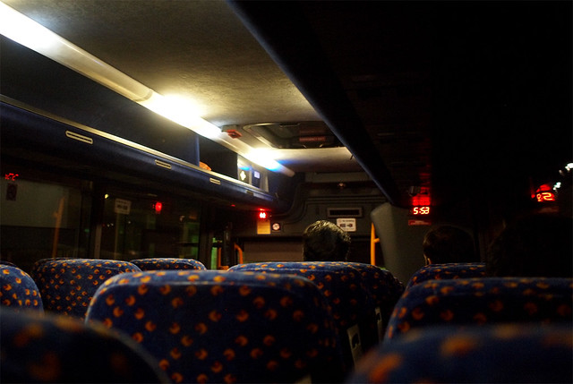 Inside megabus to Manchester from Liverpool