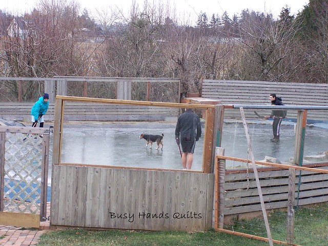 Kids Playing Hockey on Pond