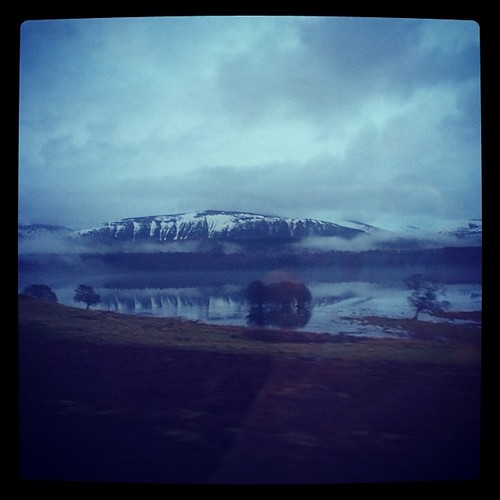 On the train home, getting nice views of the Cairngorms.