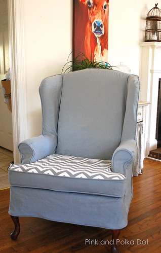 gray chevron wing chair slipcover