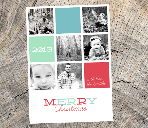 merry christmas - square grid photo card