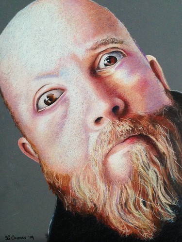 Colored pencil portrait entitled Self Portrait XII
