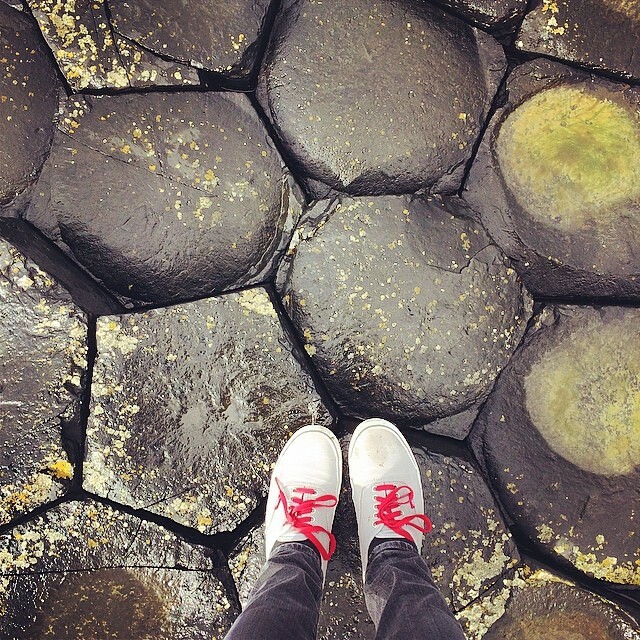 On the Giant's Causeway. Note Vans may not be the most appropriate shoes on a windy wet day like today.