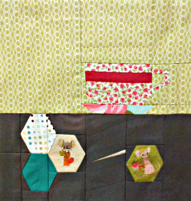And Sew On June 2013 - hexies with tea cup