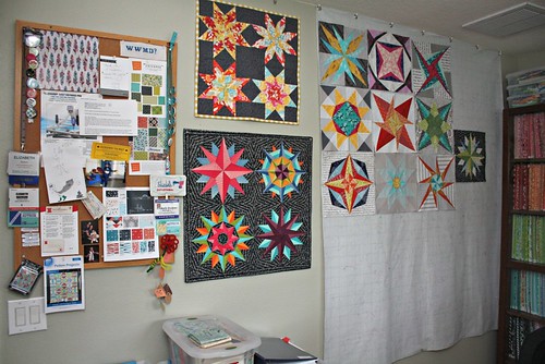 Design wall paired with my handy dandy bulletin board and a few favorite minis - top one made by Lee/Freshly Pieced, bottom one by me