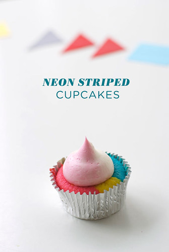 neon striped cupcakes tutorial
