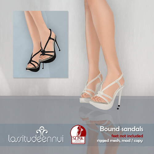 lassitude & ennui Bound sandals for SLink avatar enhancement