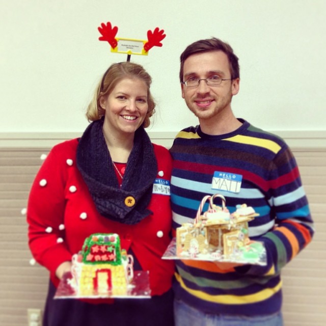 Matt and I at the gingerbread house making party. Thank you @cherronsue @uhlisuhzorz @stat1995 @katielicht @yenniec83 @courtneylarking it's been great to see my feed filled with your pictures.